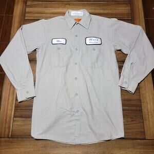 Red Kap Grey LS Full Button Shirt "Mac's Plumbing" - Size Small